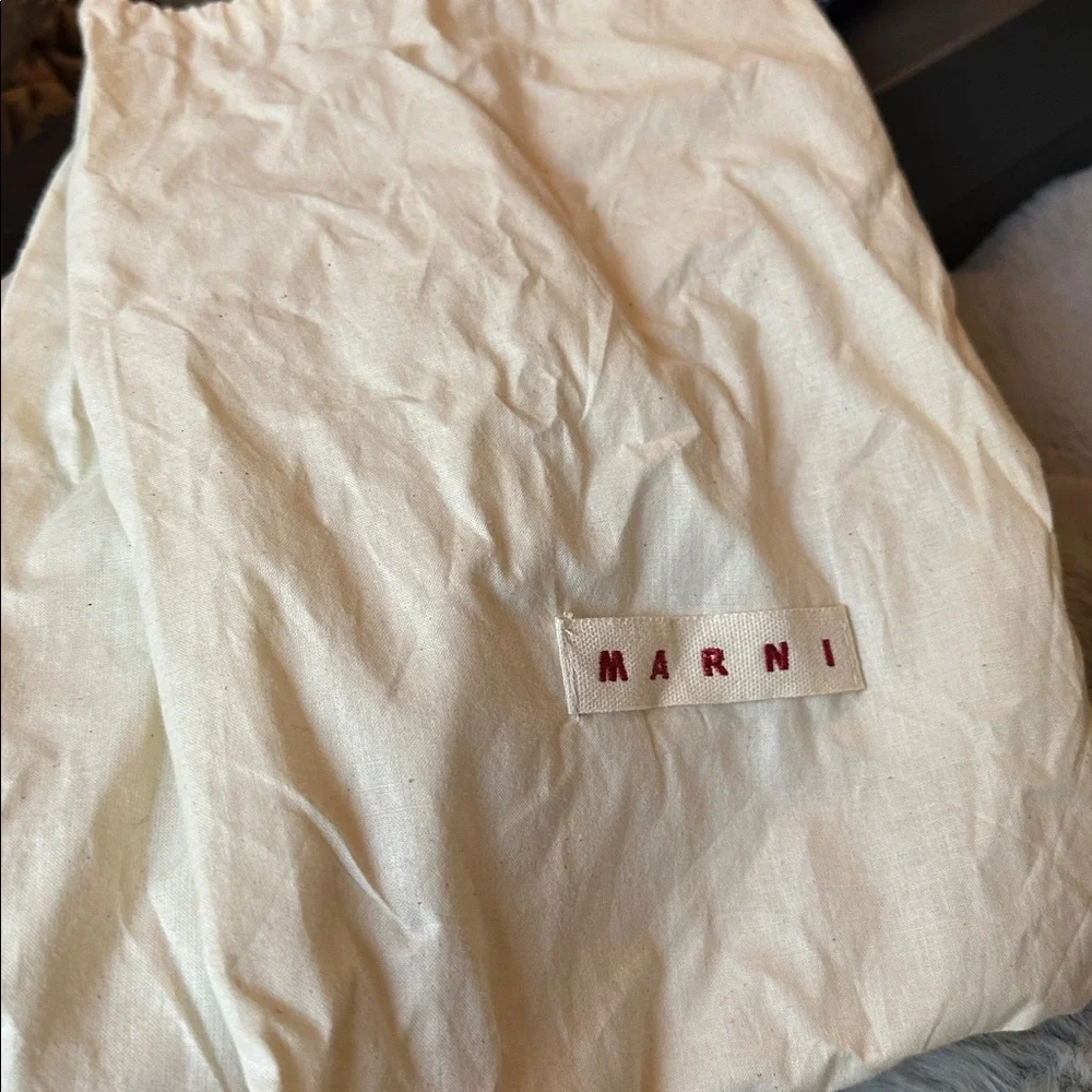 Marni Black Leather Slide Mules with Bright Orange Insole - Picture 4 of 6